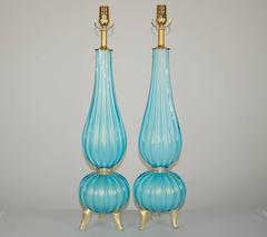 Blue Murano Italian Table Lamps