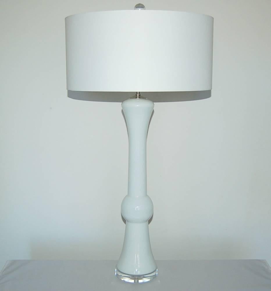 Plated White Murano Vintage Italian Table Lamps  For Sale