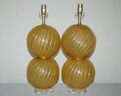 Gold Murano Vintage Italian Table Lamps