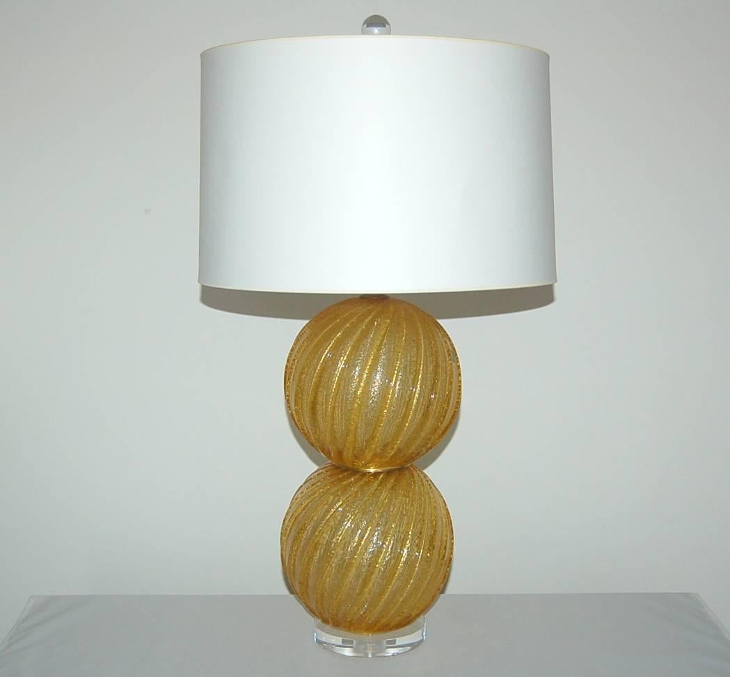 Mid-Century Modern Gold Murano Vintage Italian Table Lamps For Sale