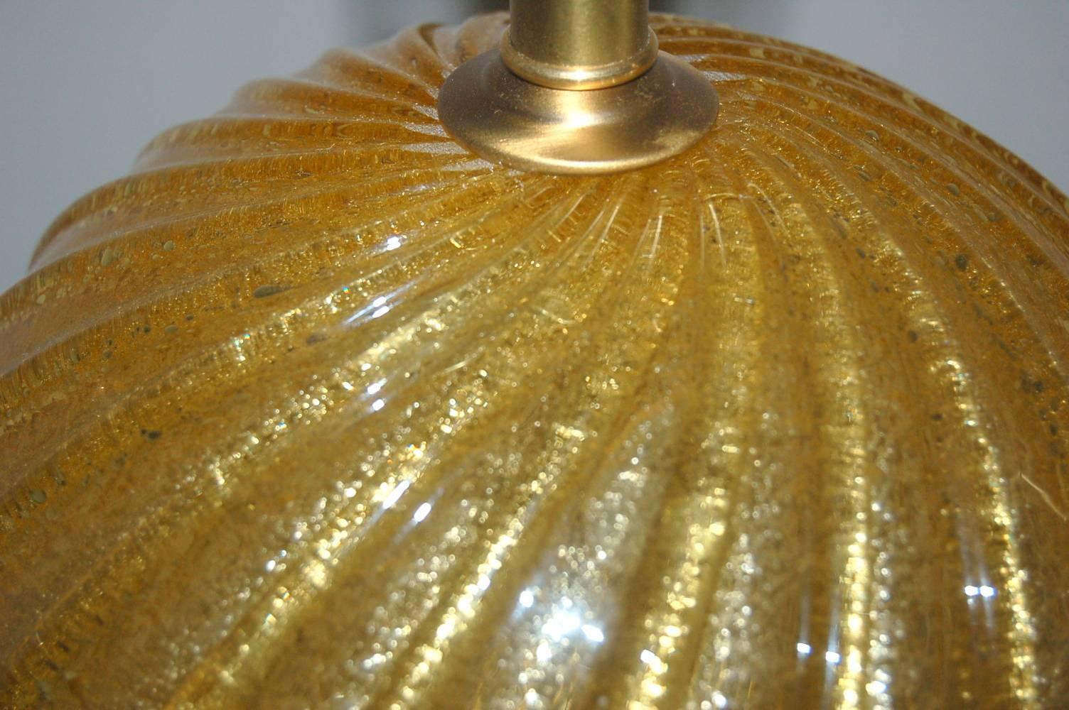Gold Murano Vintage Italian Table Lamps For Sale 1