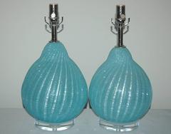 Blue Murano Vintage Italian Table Lamps