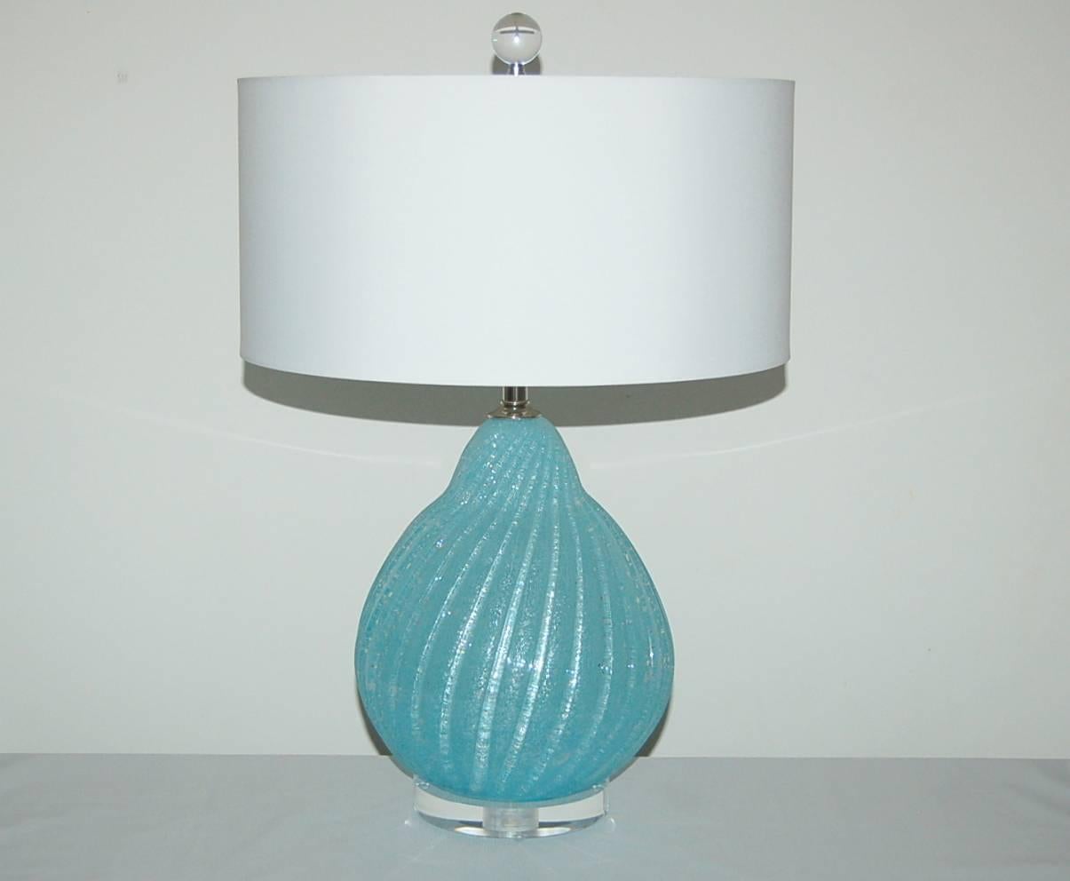 Plated Blue Murano Vintage Italian Table Lamps For Sale