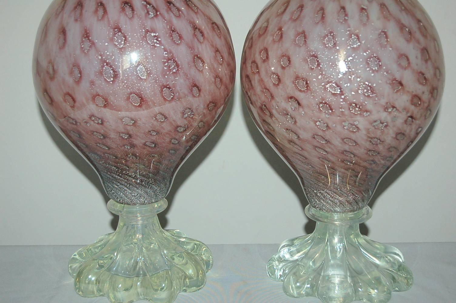 Lavender Murano Vintage Italian Table Lamps In Excellent Condition For Sale In Little Rock, AR