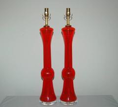 Red Murano Vinatge Italian Table Lamps