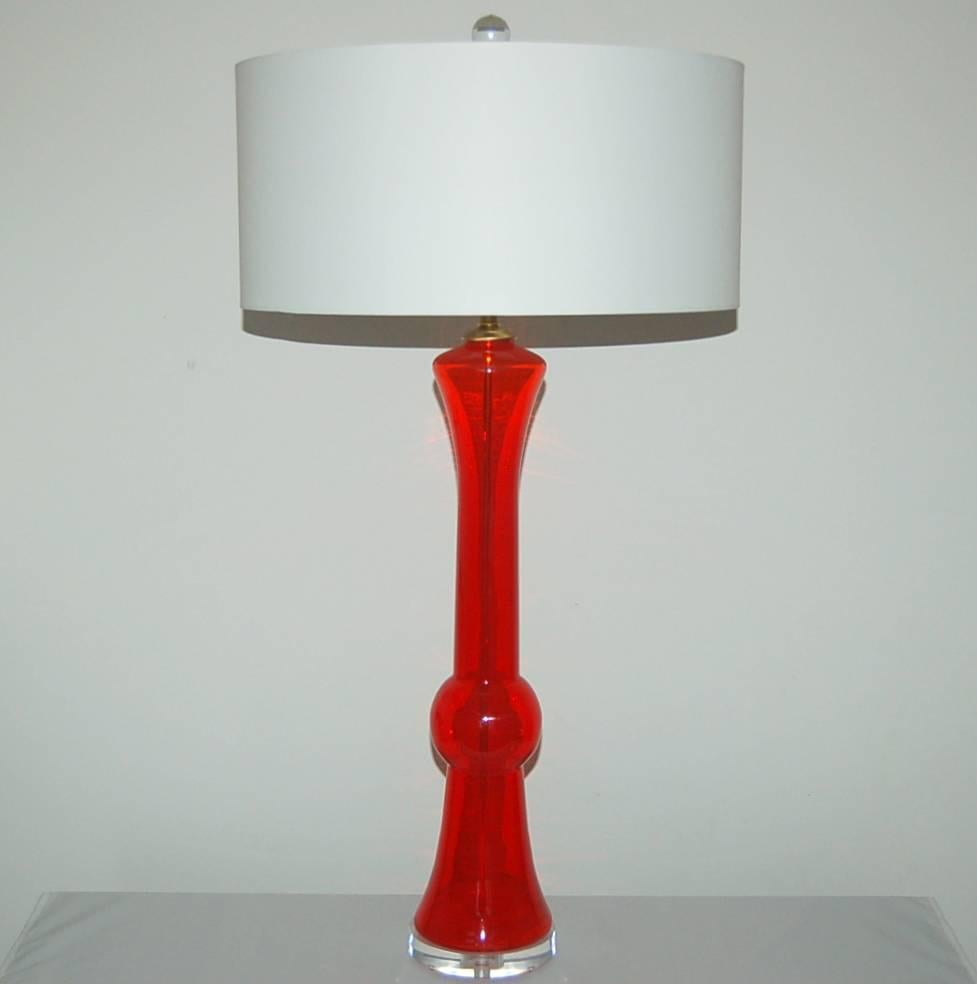 Red Murano Vinatge Italian Table Lamps In Excellent Condition For Sale In Little Rock, AR