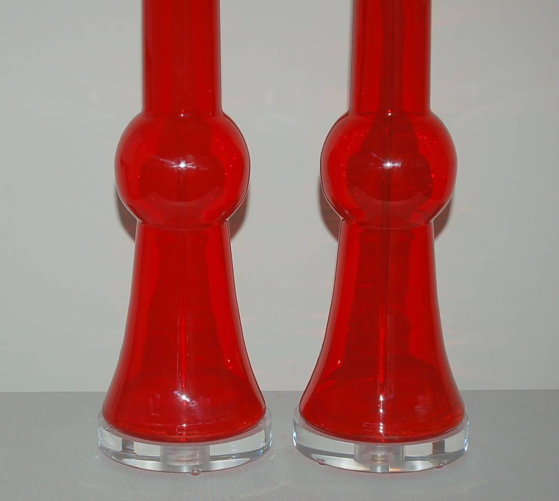 Mid-20th Century Red Murano Vinatge Italian Table Lamps For Sale