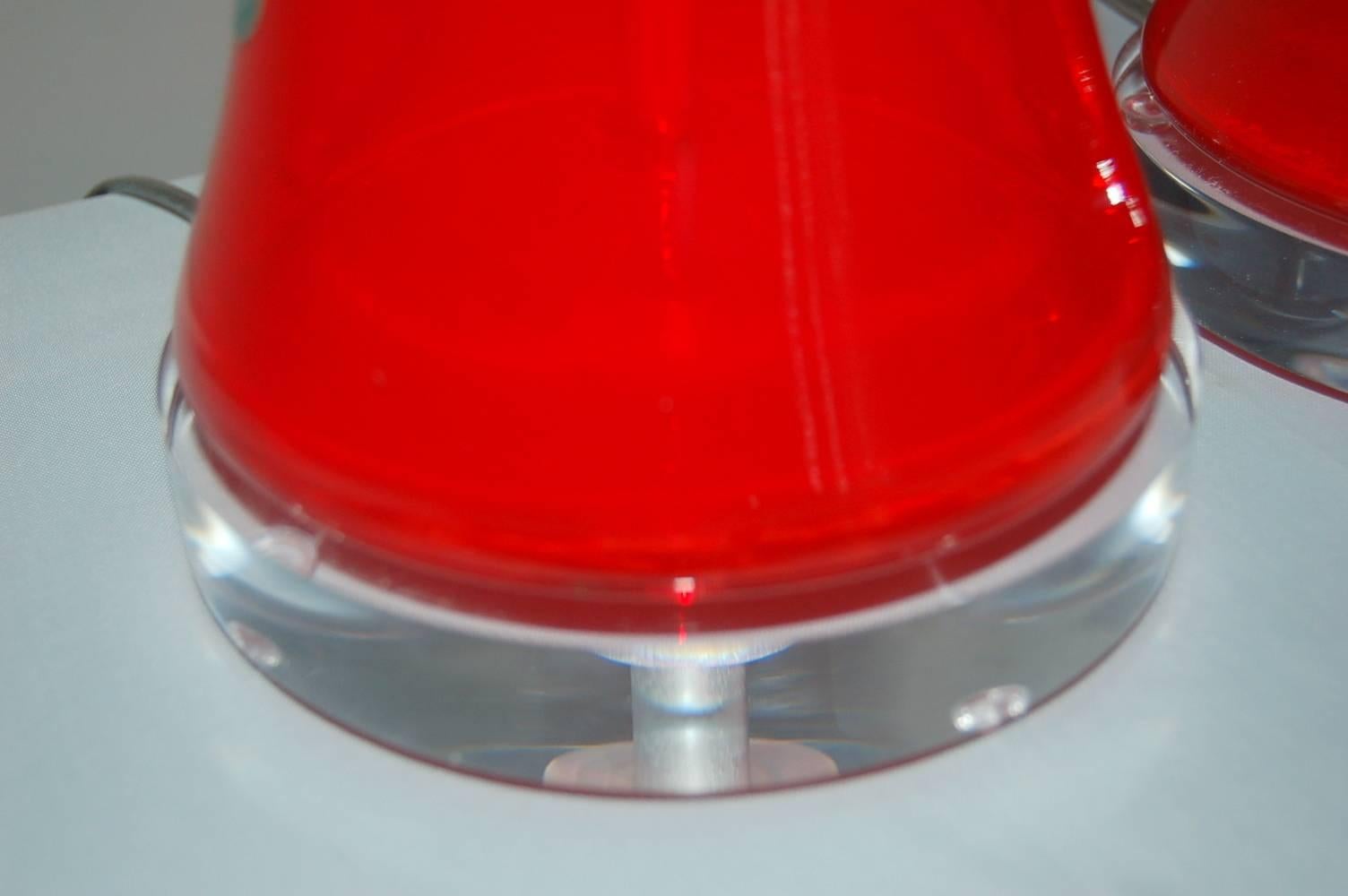 Red Murano Vinatge Italian Table Lamps For Sale 1