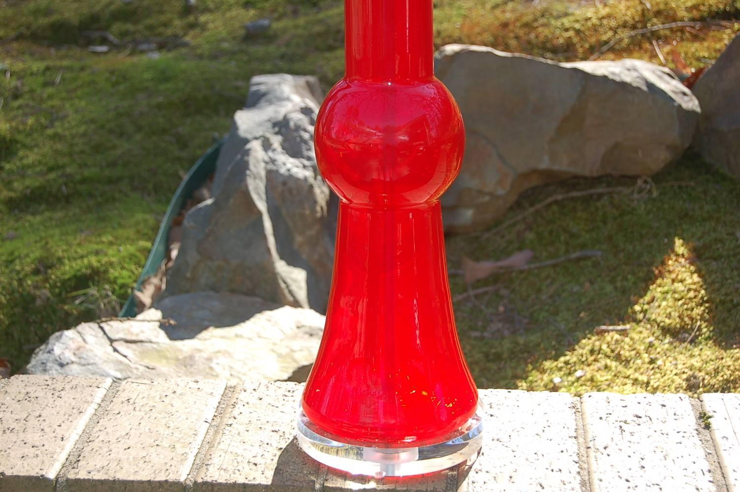 Red Murano Vinatge Italian Table Lamps For Sale 4
