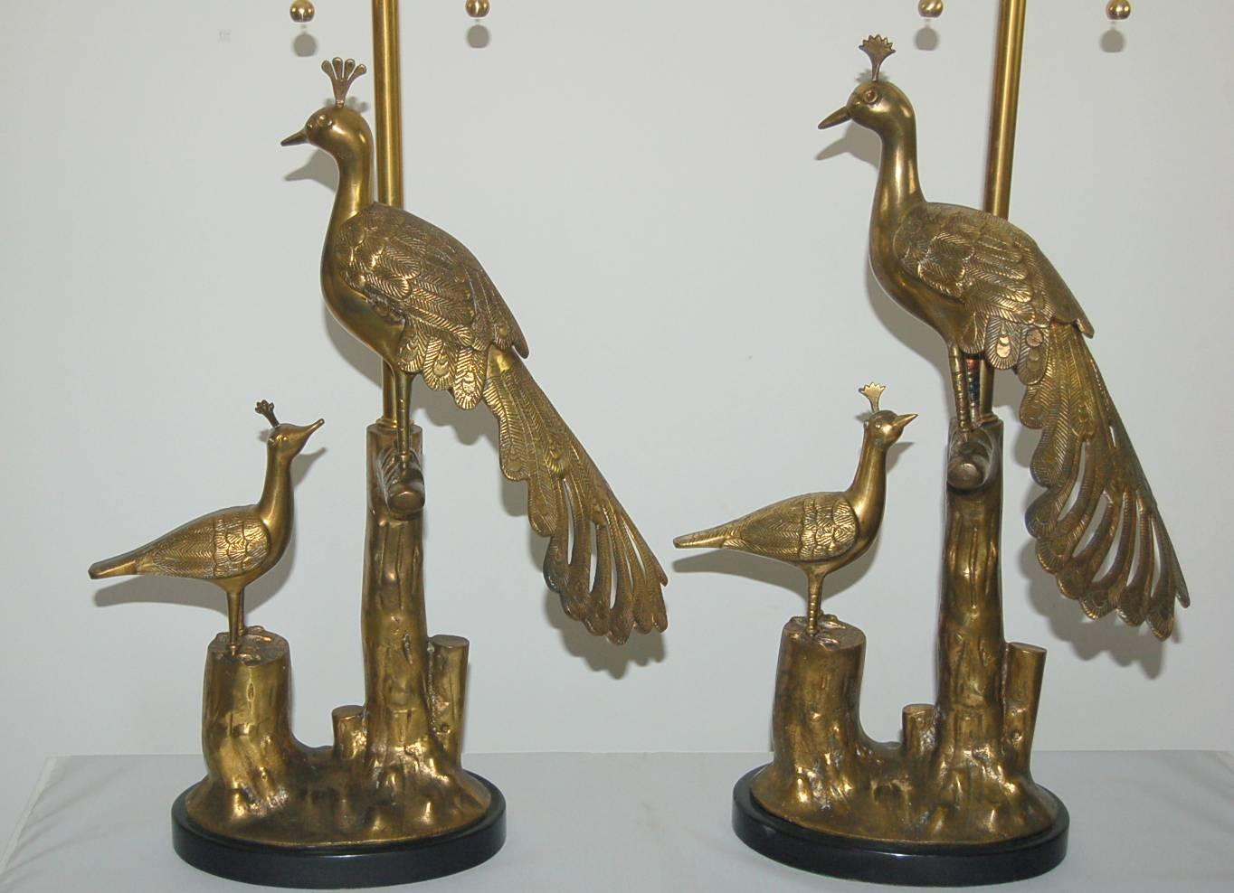 Organic Modern Brass Peacock Vintage Italian Lamps by Marbro  For Sale