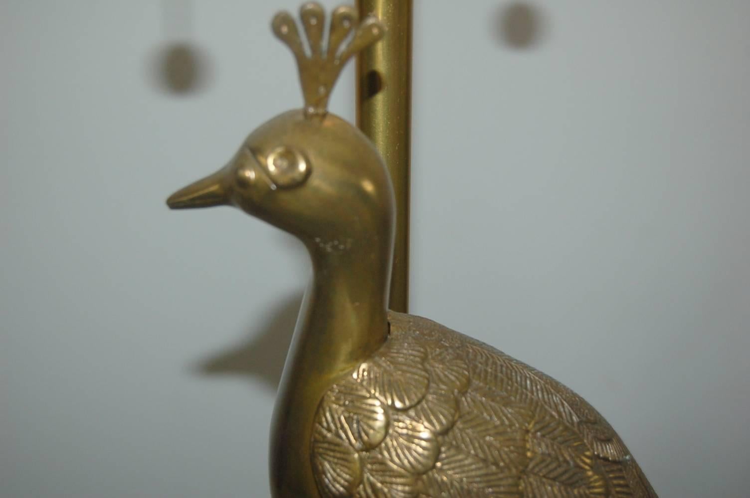 Mid-20th Century Brass Peacock Vintage Italian Lamps by Marbro  For Sale