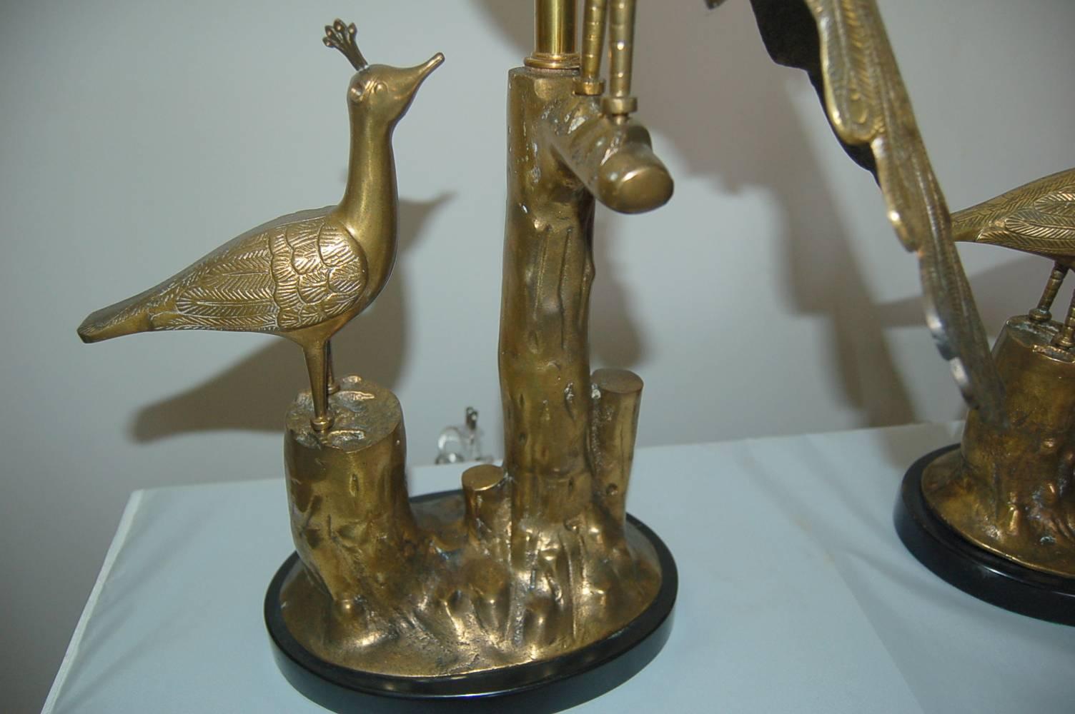 Brass Peacock Vintage Italian Lamps by Marbro  For Sale 1
