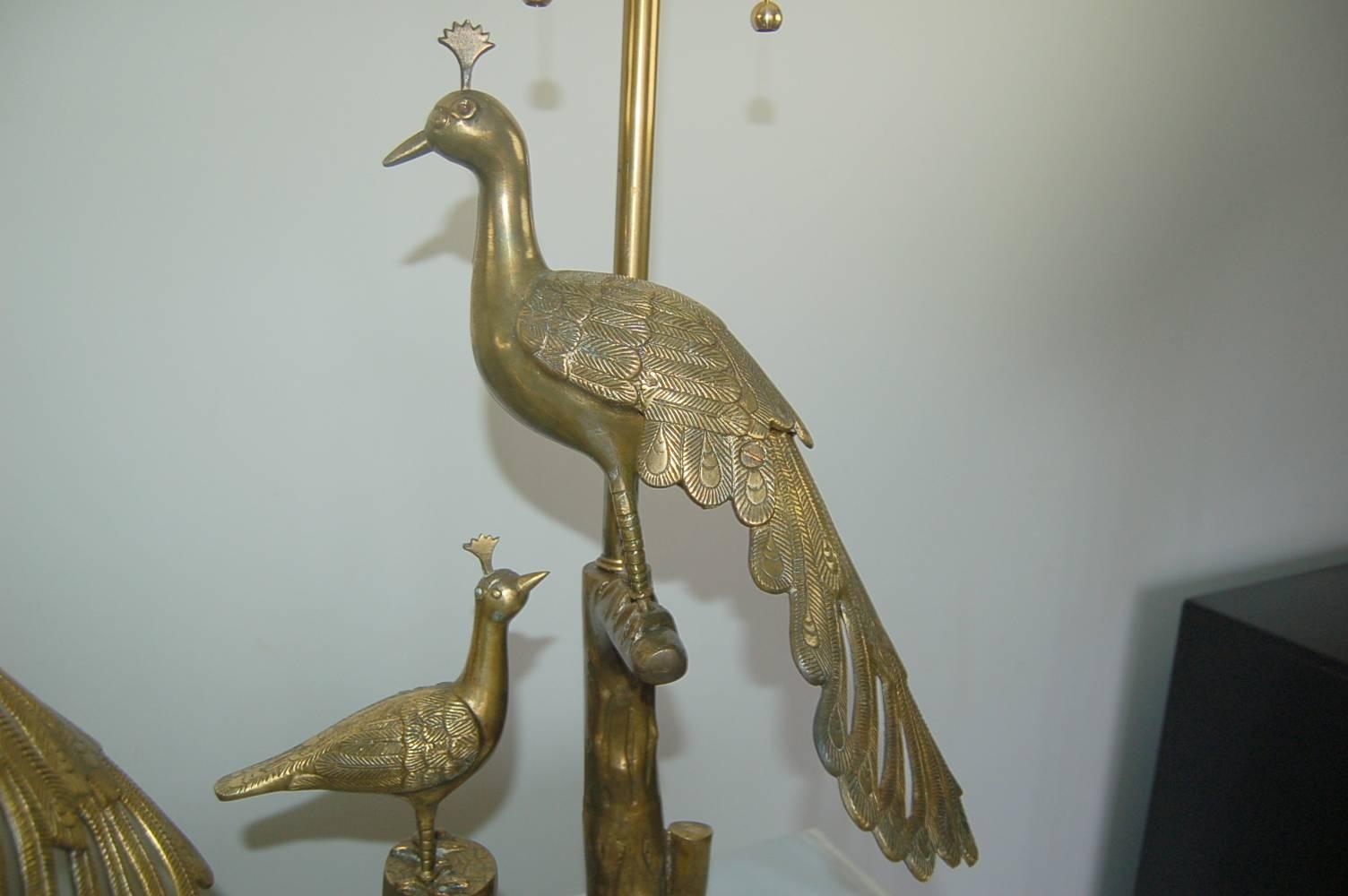 Brass Peacock Vintage Italian Lamps by Marbro  For Sale 2