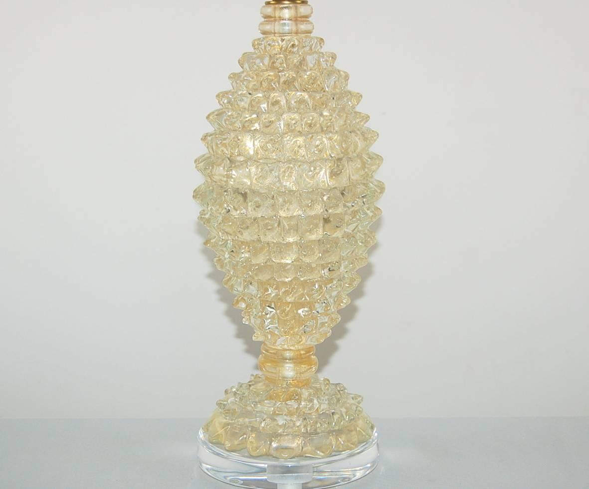 Italian Gold Murano Vintage Table Lamp Barovier & Toso  For Sale