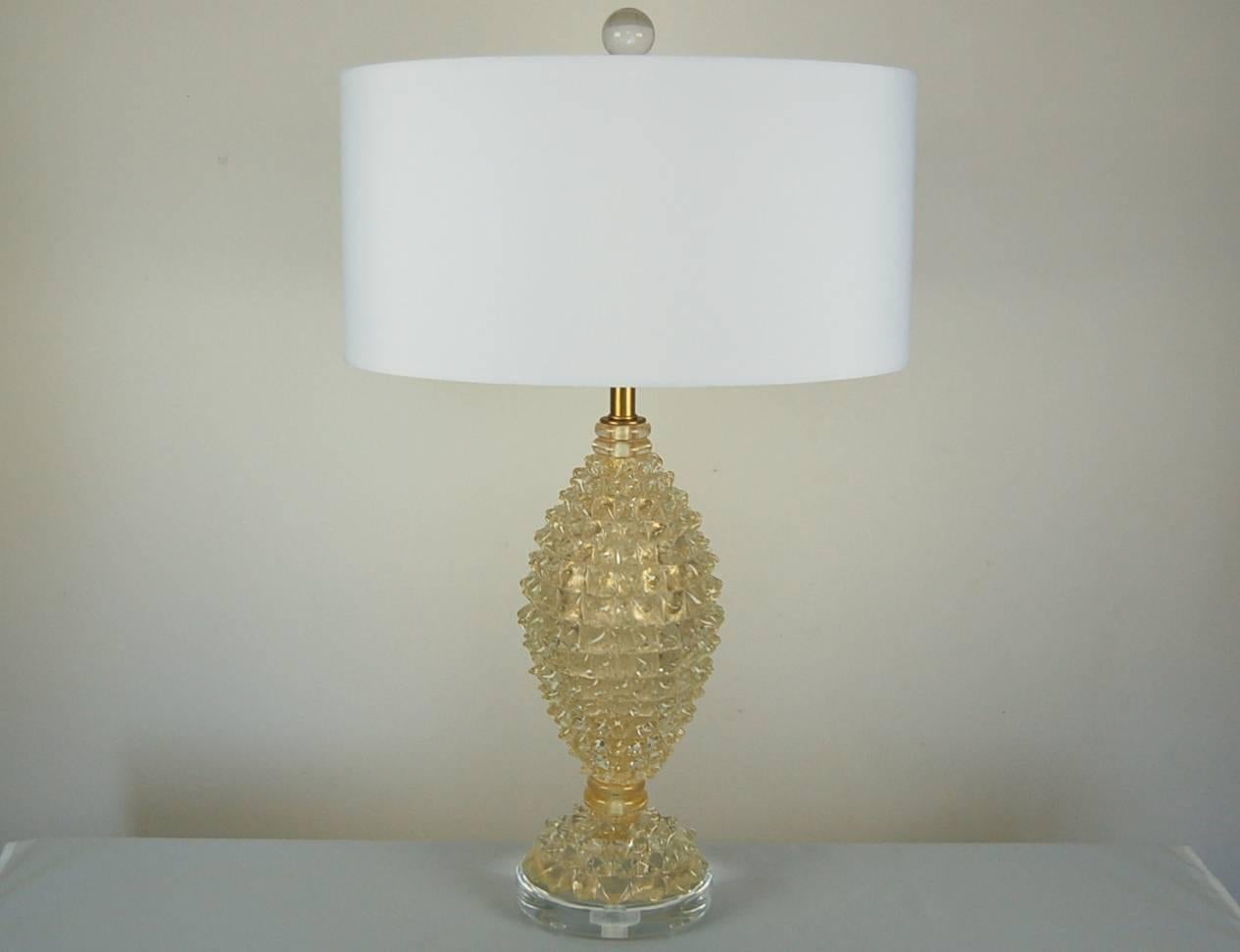 Gold Murano Vintage Table Lamp Barovier & Toso  For Sale 1