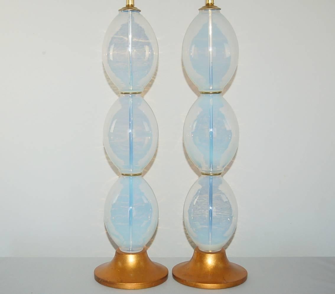 Mid-Century Modern White Opaline Murano Vintage Italian Table Lamps For Sale