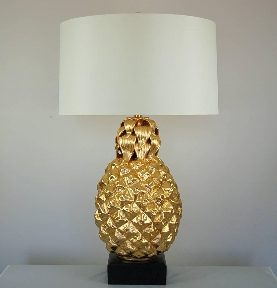 Gold Pineapple Italian Table Lamps by Marbro In Excellent Condition For Sale In Little Rock, AR