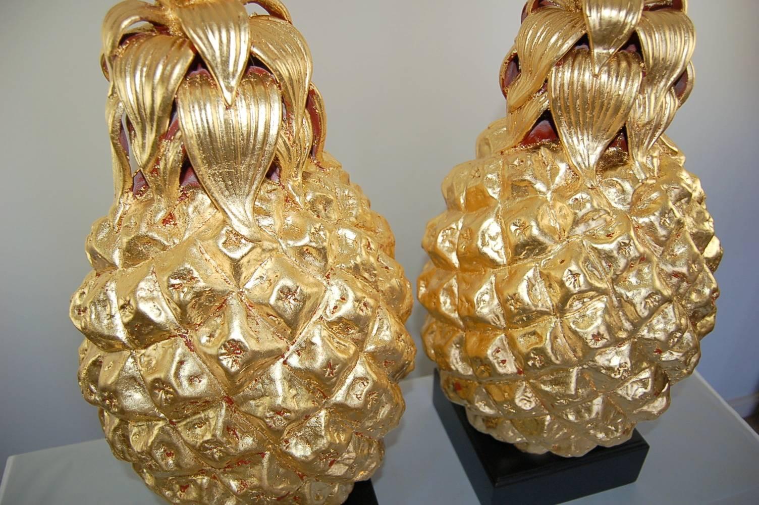 Gold Pineapple Italian Table Lamps by Marbro For Sale 2