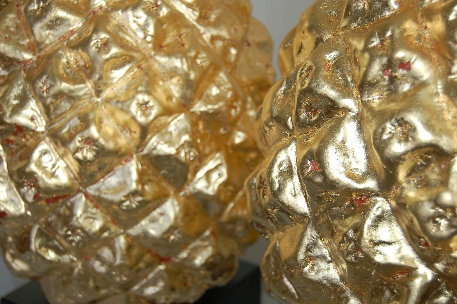 Gold Pineapple Italian Table Lamps by Marbro For Sale 3