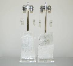 White Selenite Table Lamps by Swank Lighting