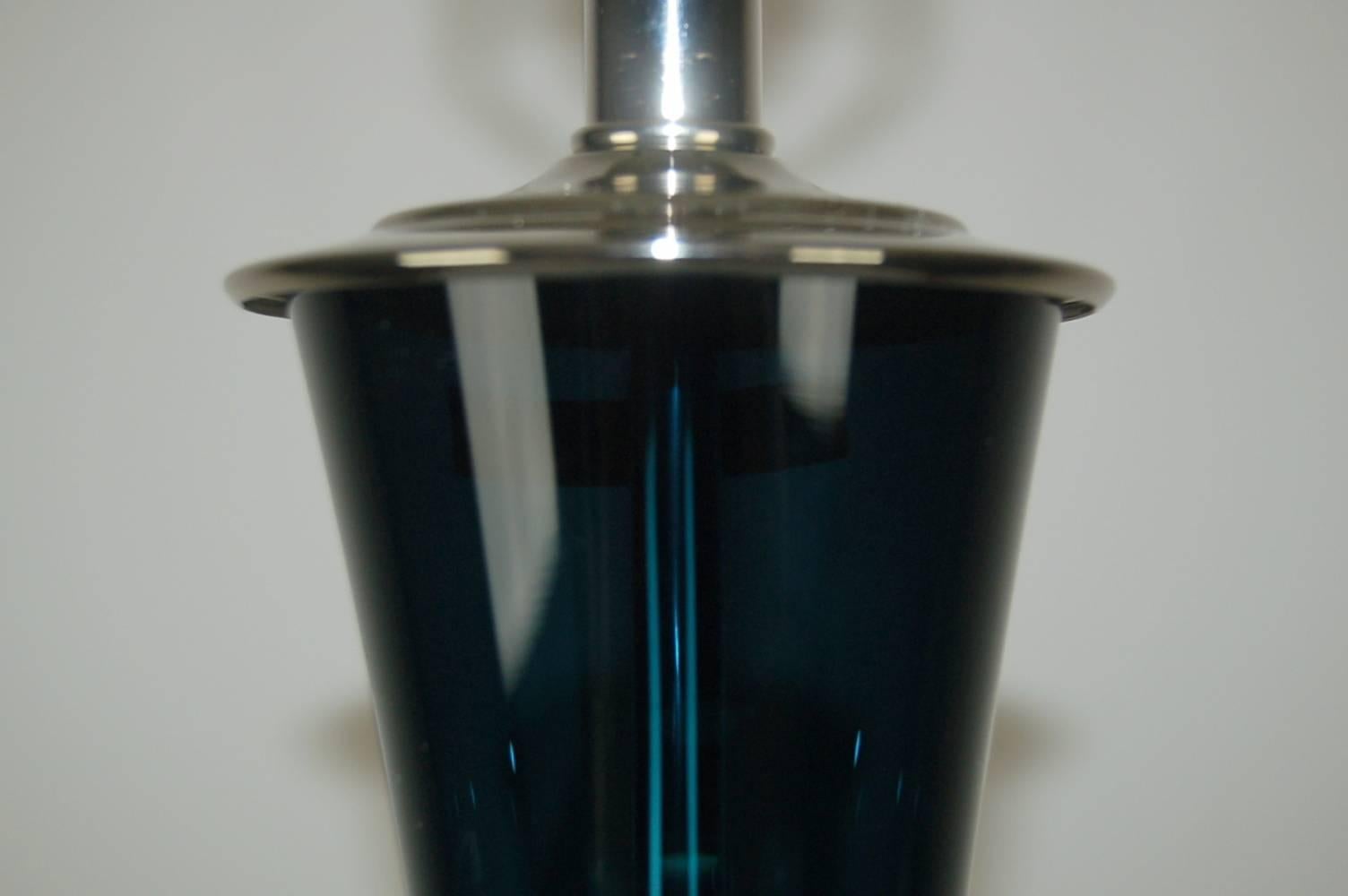 Mid-20th Century Blue Vintage Glass Table Lamp by Arthur Percy and Marbro For Sale
