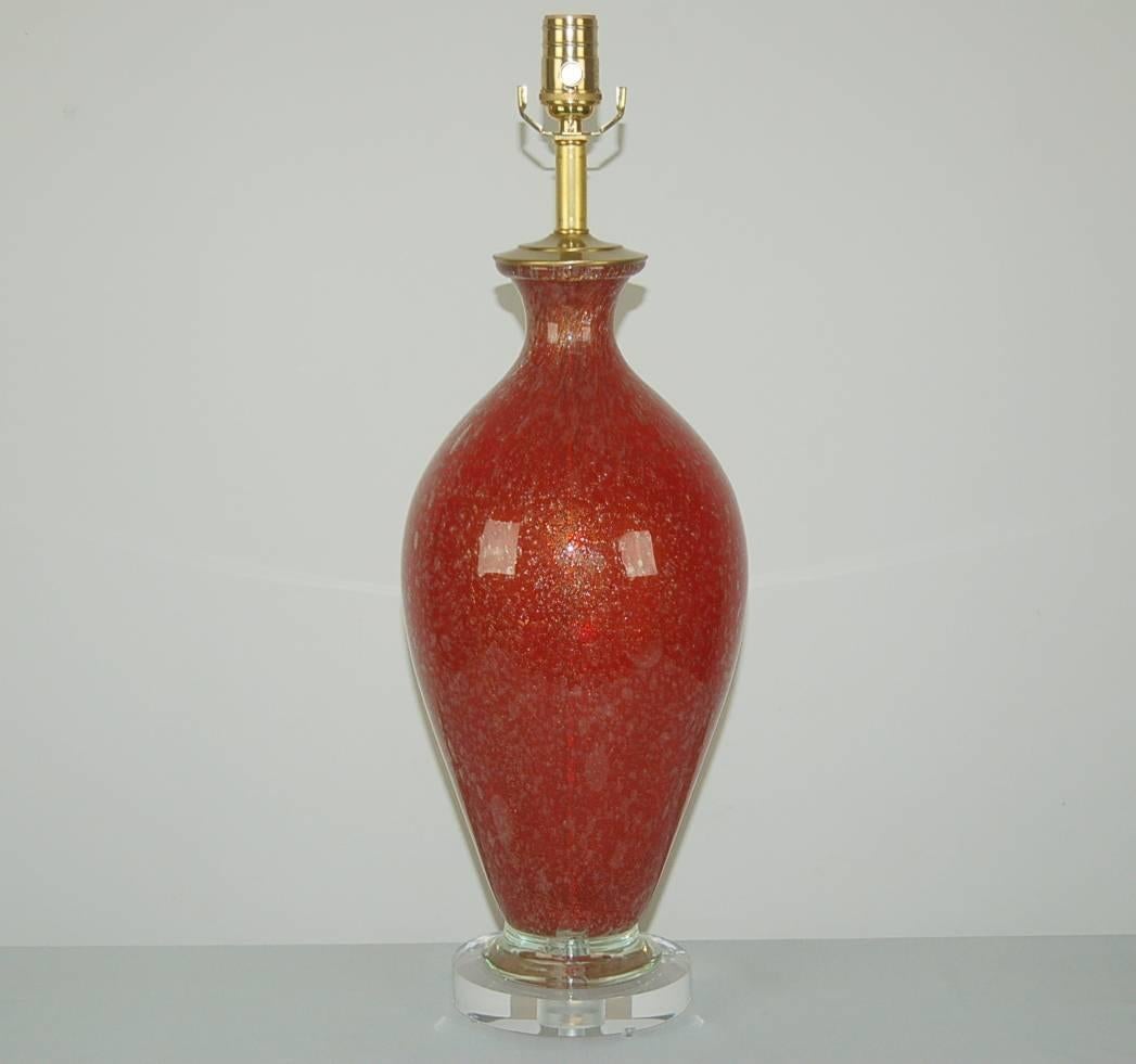 Mid-Century Modern Red Vintage Murano Italian Table Lamp  For Sale