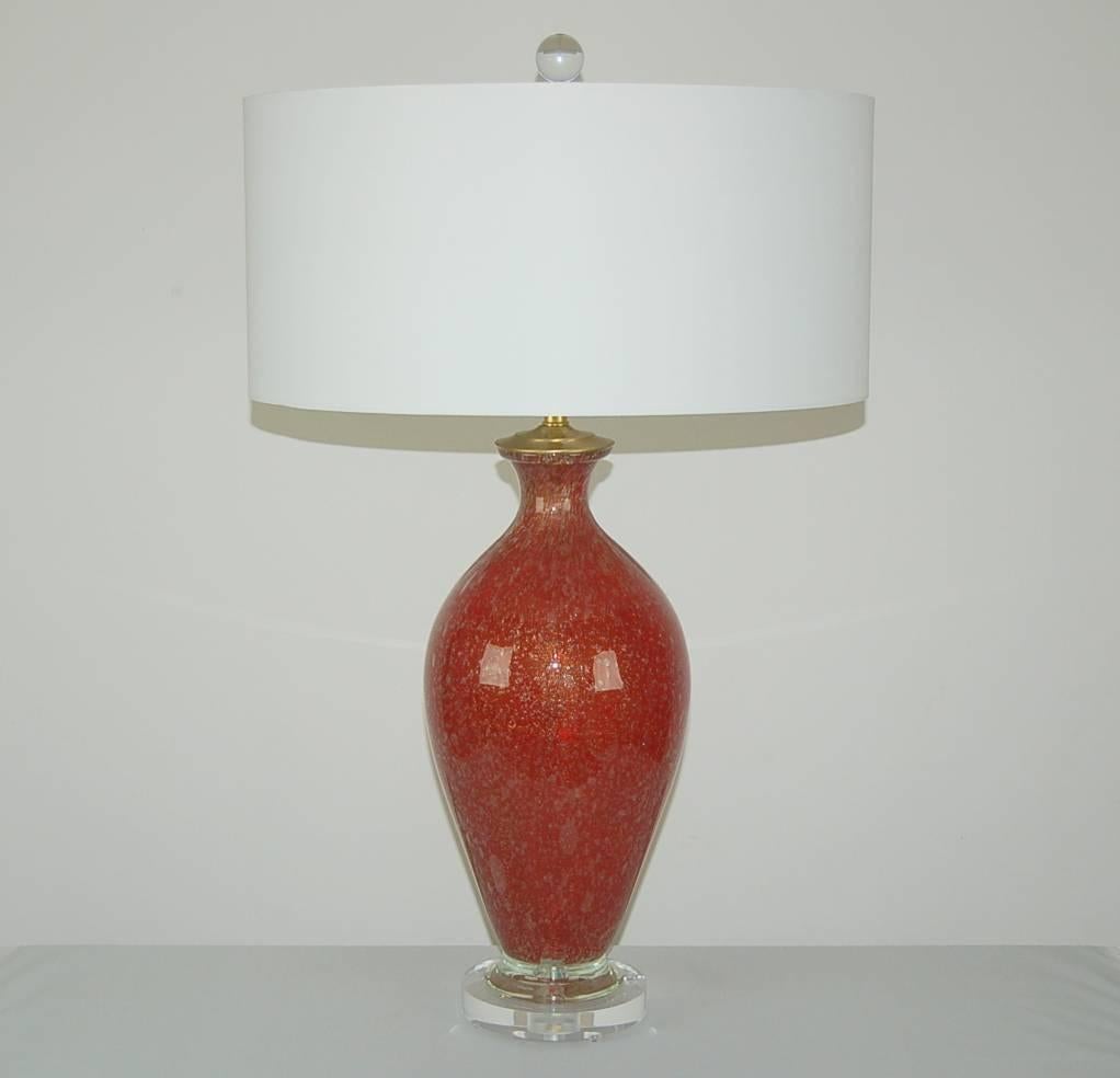 Mid-20th Century Red Vintage Murano Italian Table Lamp  For Sale