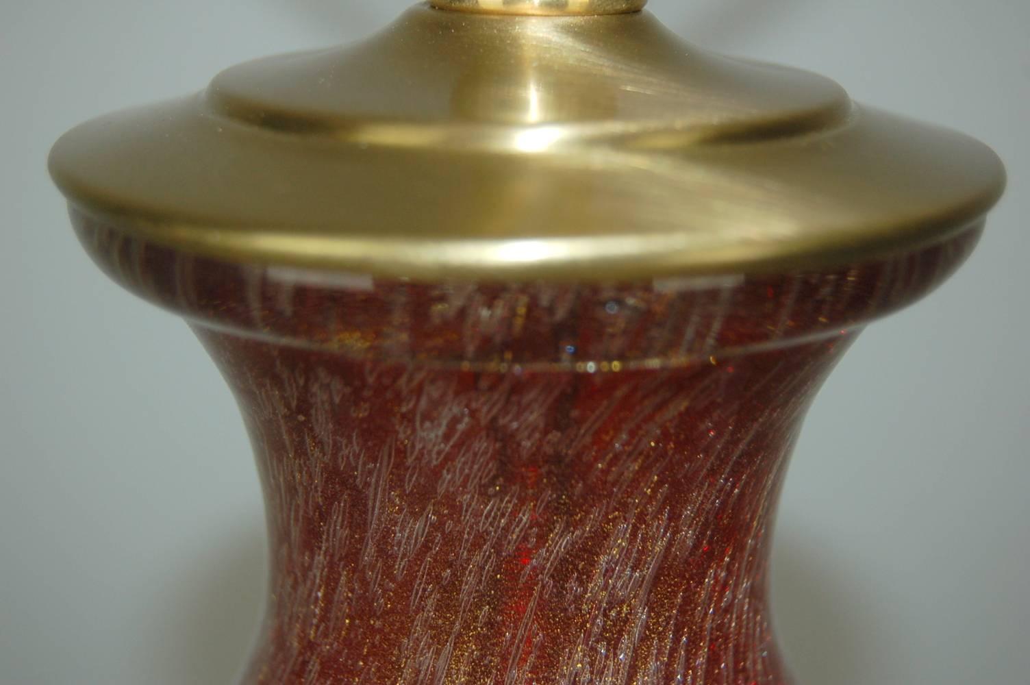 Murano Glass Red Vintage Murano Italian Table Lamp  For Sale