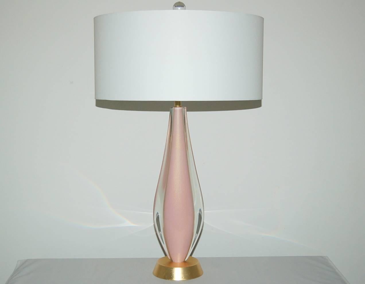 Italian Pink Murano Table Lamps Sommerso