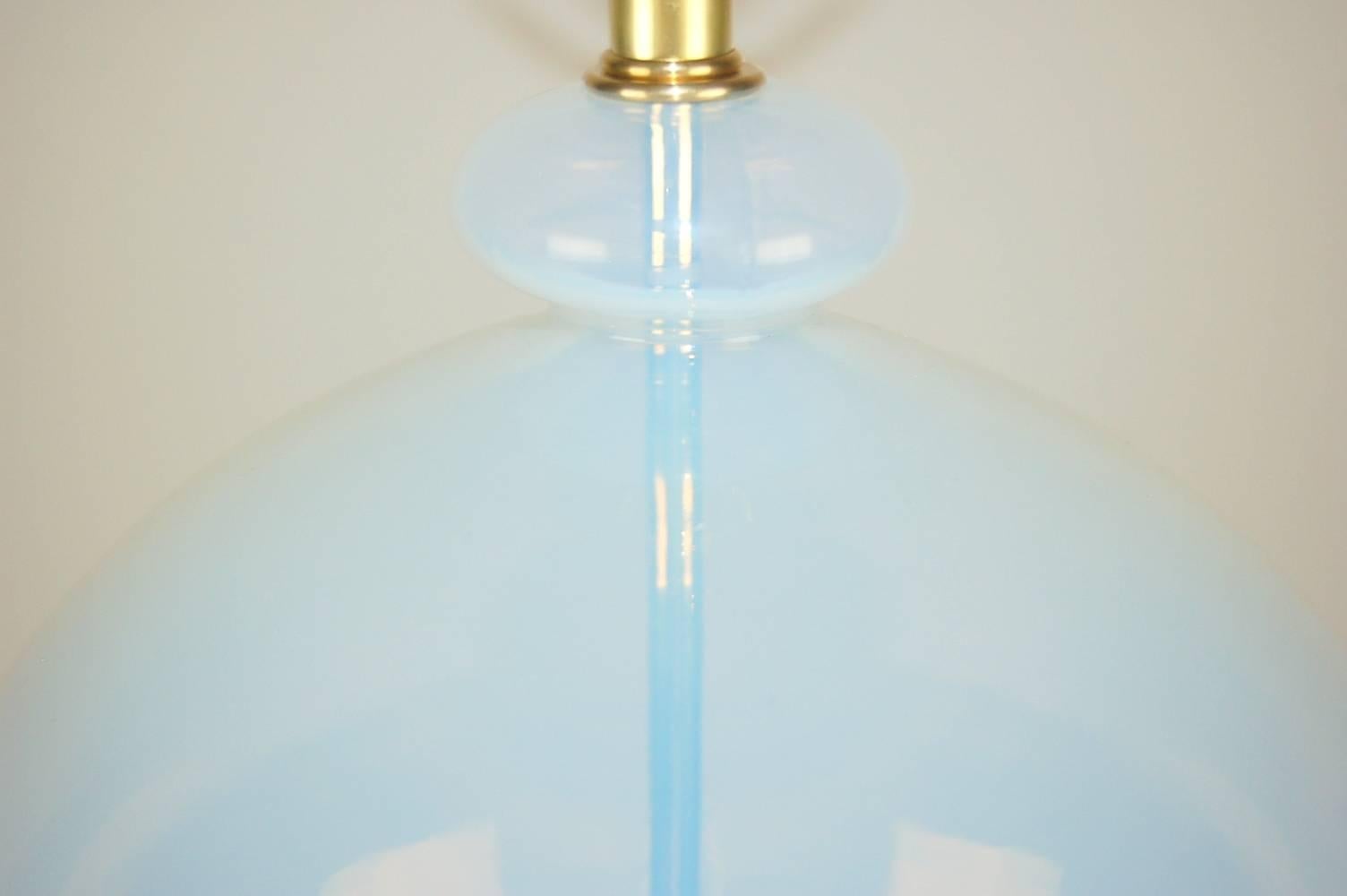 White Opaline Vintage Murano Table Lamp by Marbro In Excellent Condition For Sale In Little Rock, AR