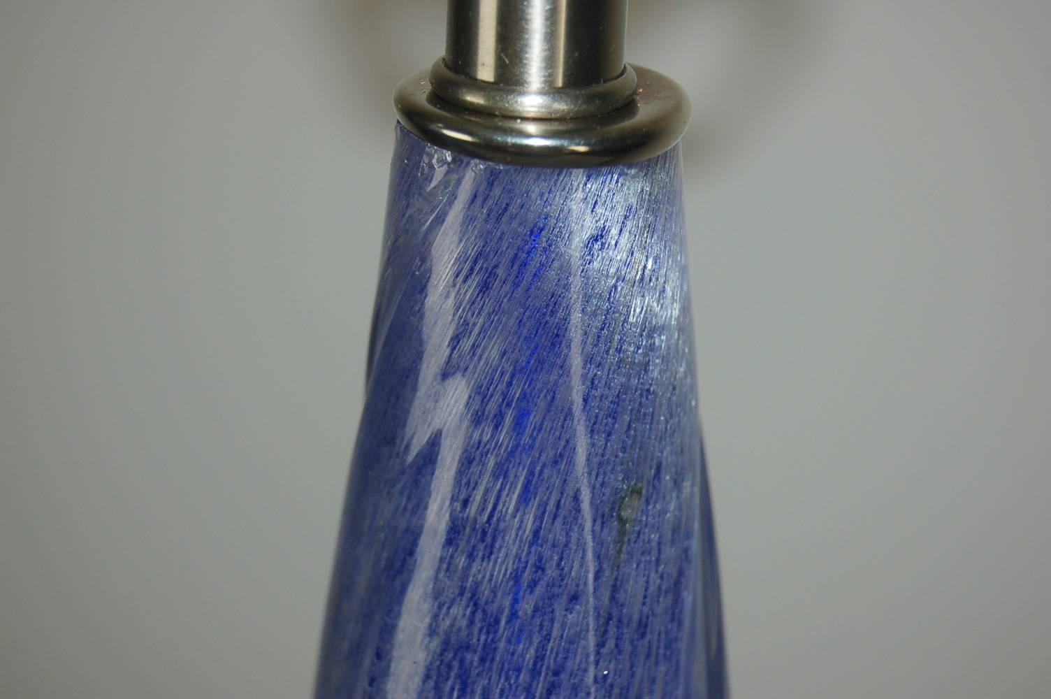 Blue Murano Vintage Italian Table Lamps Pulegoso For Sale 3