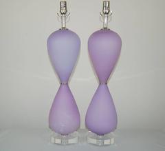 Lavender Murano Vintage Table Lamps