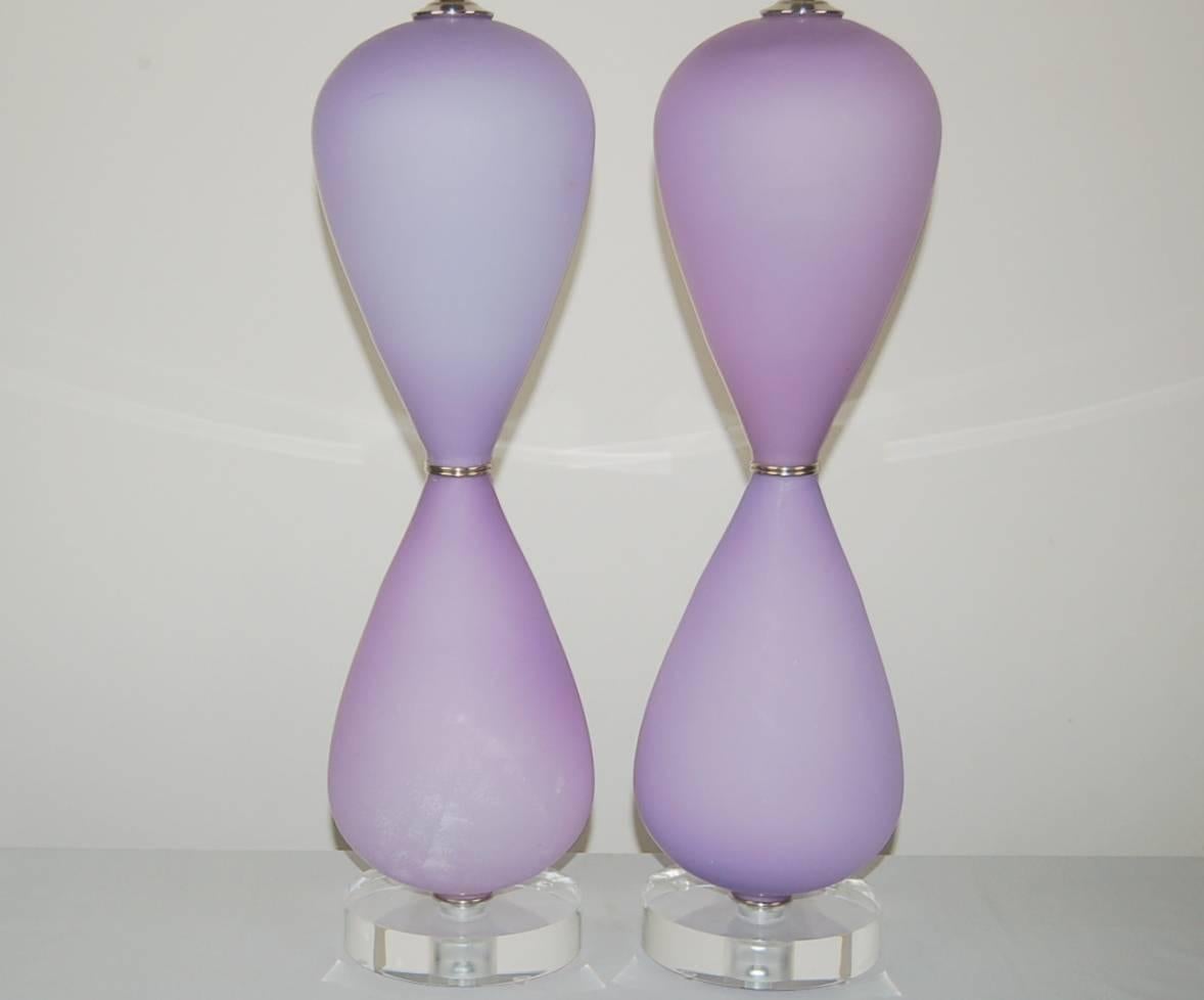 Mid-Century Modern Lavender Murano Vintage Table Lamps For Sale