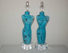 Blue Murano Glass Venus Table Lamps
