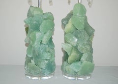 Glass Cluster Table Lamps in Melon by Swank Lighting