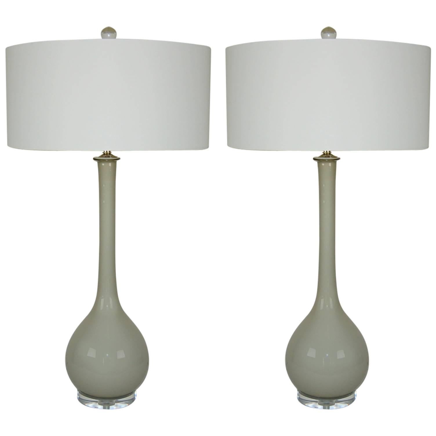 Gray Murano Vintage Long Neck Lamps Seguso For Sale