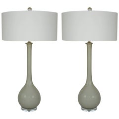 Gray Murano Vintage Long Neck Lamps Seguso