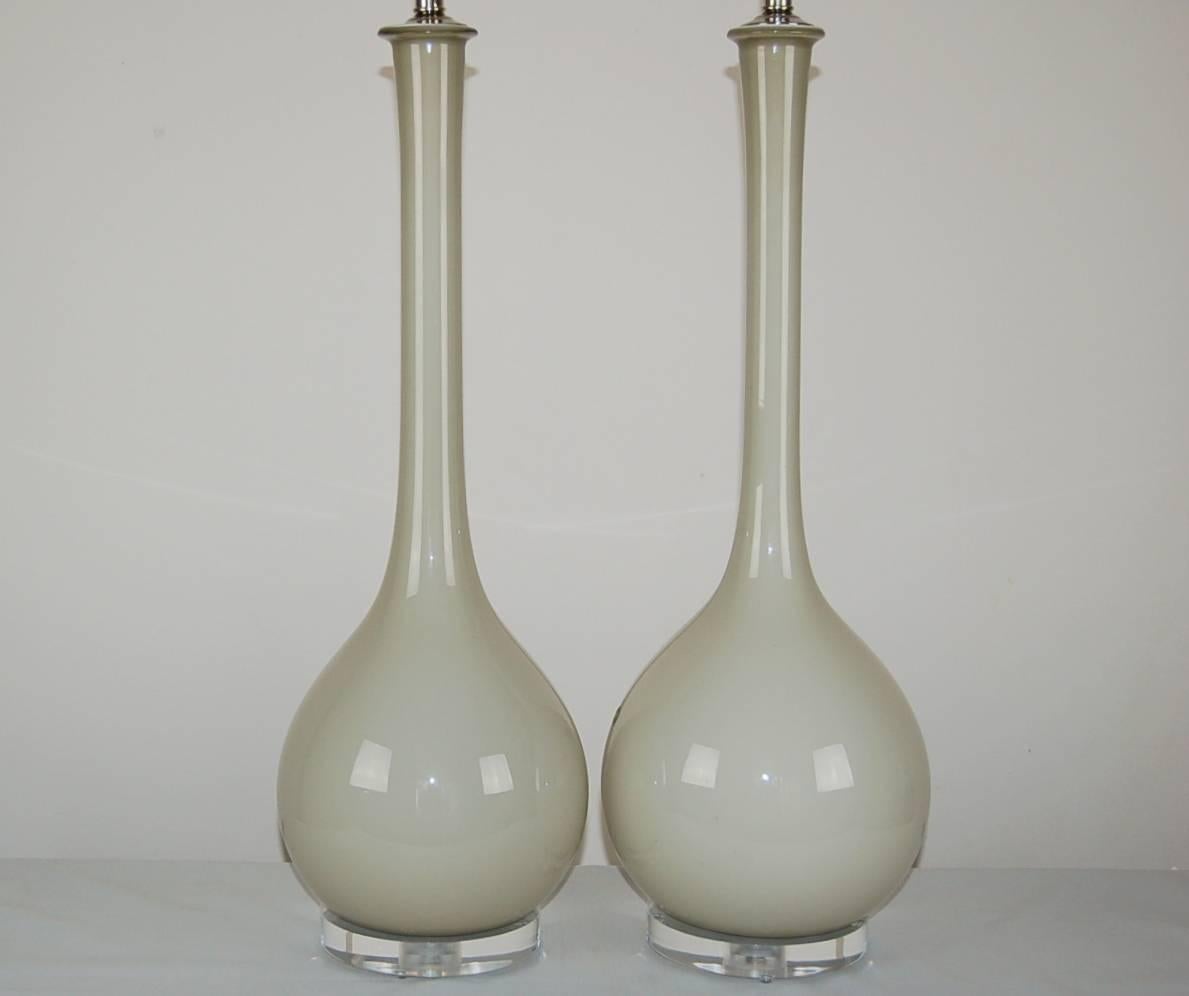 Mid-Century Modern Gray Murano Vintage Long Neck Lamps Seguso For Sale