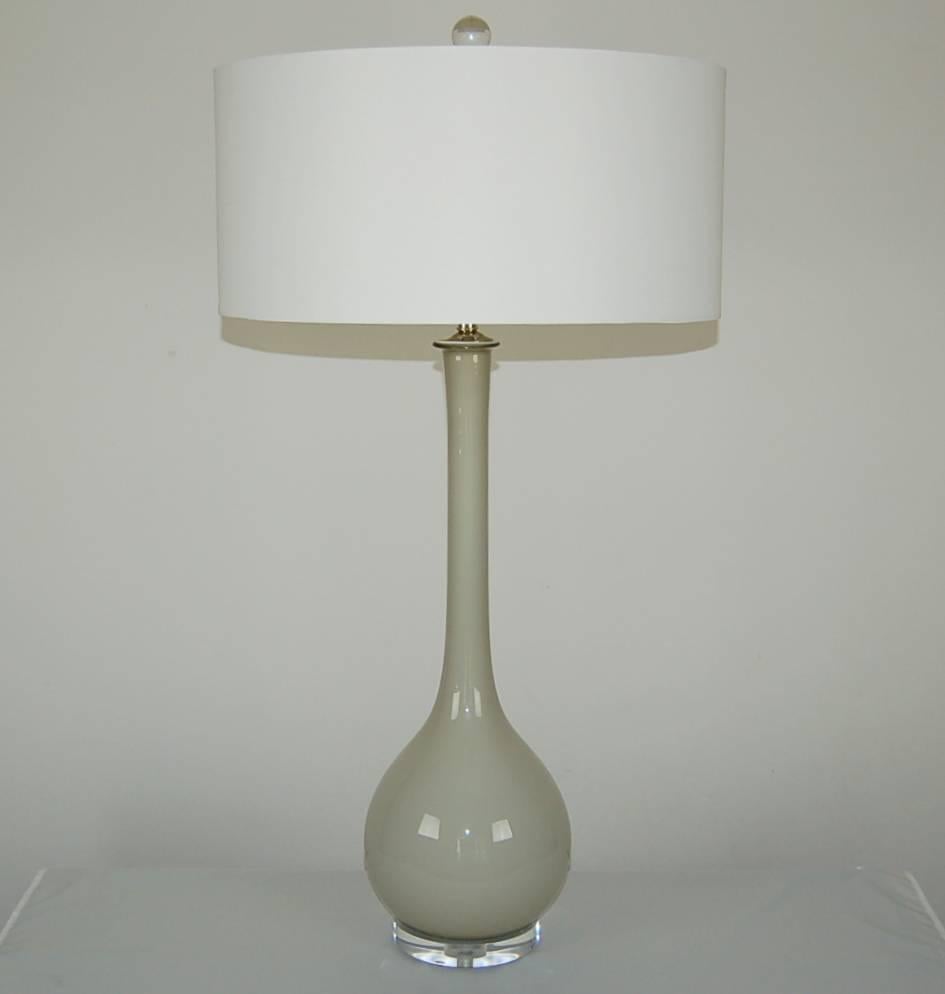 Italian Gray Murano Vintage Long Neck Lamps Seguso For Sale