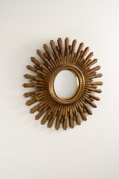 Mid-Century Gilt Sunburst Mirror in Hollywood Regency Style, 1960s