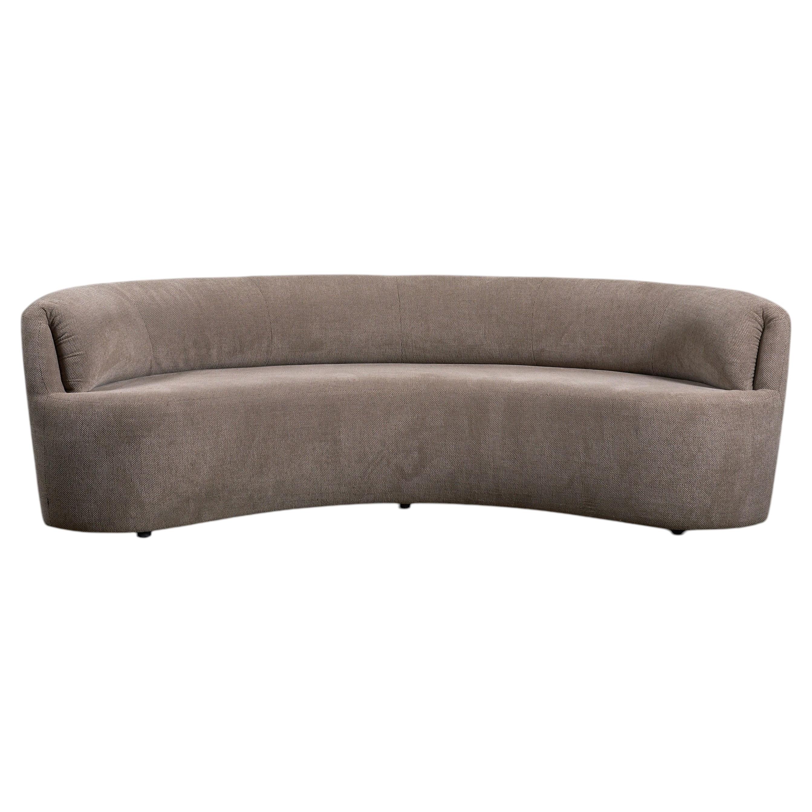 Curved Crescent Sofa in Textured Taupe Fabric