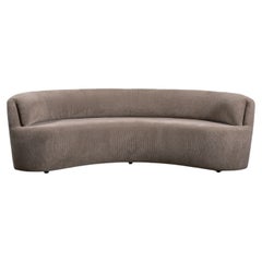 Curved Crescent Sofa in Textured Taupe Fabric