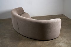 Curved Crescent Sofa in Textured Taupe Fabric
