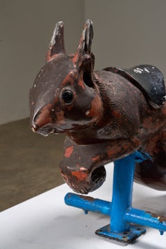 Mid-Century Industrial Aluminum Carousel Squirrel Figure on Stand