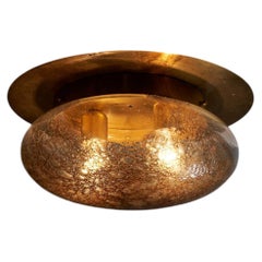 Luminaire de plafond en verre à bulles et laiton, signé Cosack, Allemagne, années 1960