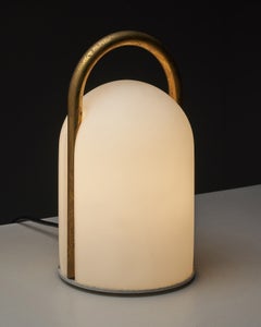 Tender Glass and Brass Table Lamp by Romolo Lanciani for Tronconi, Italy, 1980s