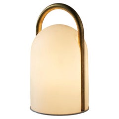 Tender Glass and Brass Table Lamp by Romolo Lanciani for Tronconi, Italy, 1980s
