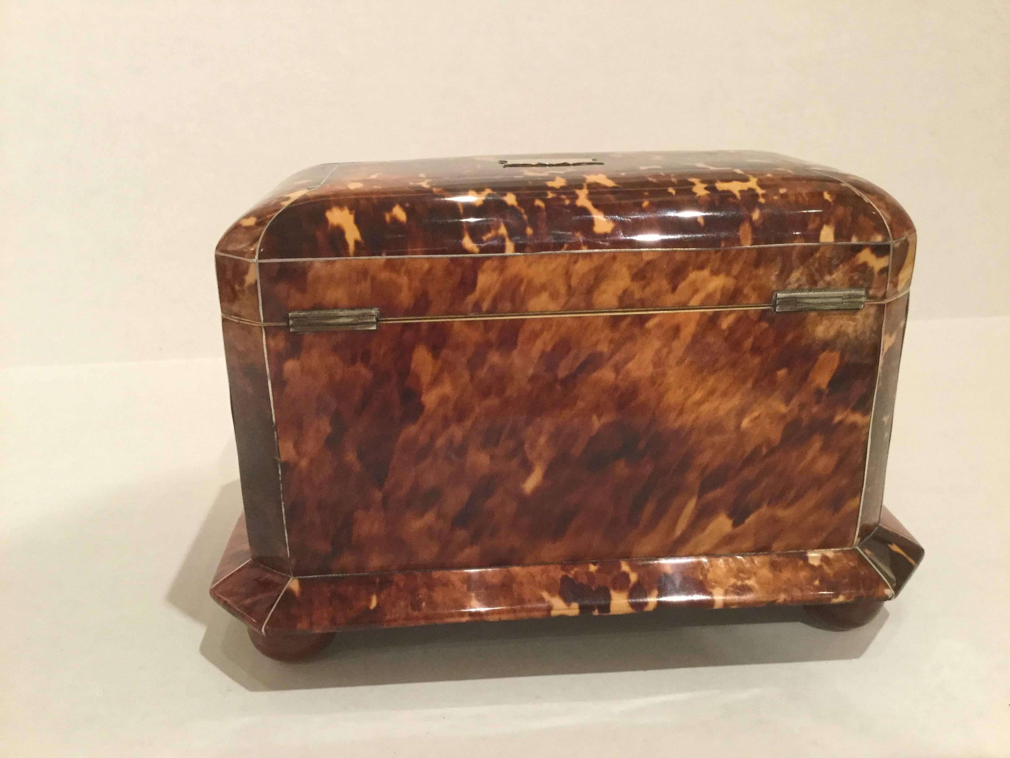 Hand-Crafted 19th Century Tortoiseshell Tea Caddy