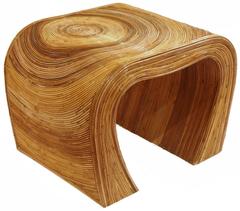 1970s Italian Handmade Caned Bamboo Side Table