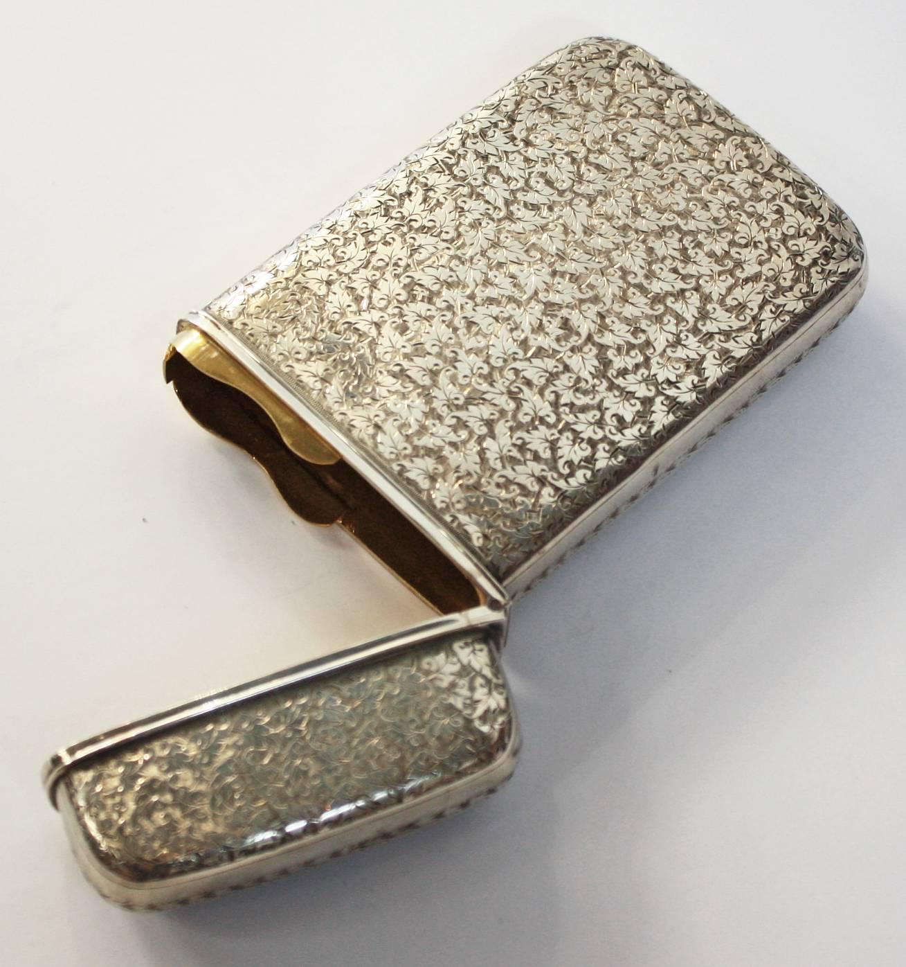 High Victorian Rare Large Sterling Silver English Cigar Case by Colen Hewer Cheshire